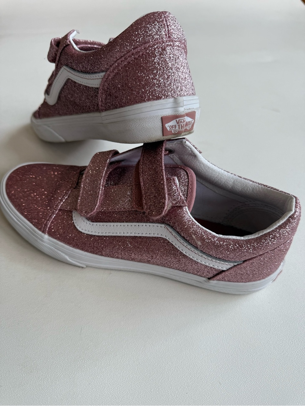 Vans Old Skool V Glitter Sneakers Pink Rose Gold Juniors Girls Size 7